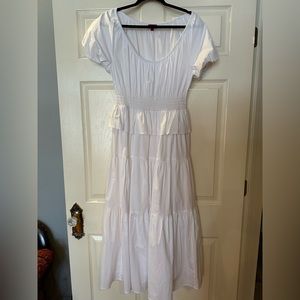 STAUD White Cotton Midi-Dress, Size M